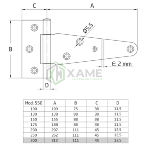 BISAGRA AMIG 550-300 NEGRO 4877