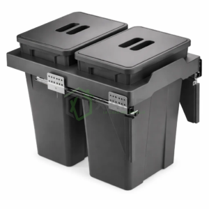 BASURERO DOBLE C/TAPA CIERRE  LENTO 18LT D37112-30