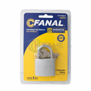 CANDADO FANAL PLANO PLATA 38MM VI-FH38-5