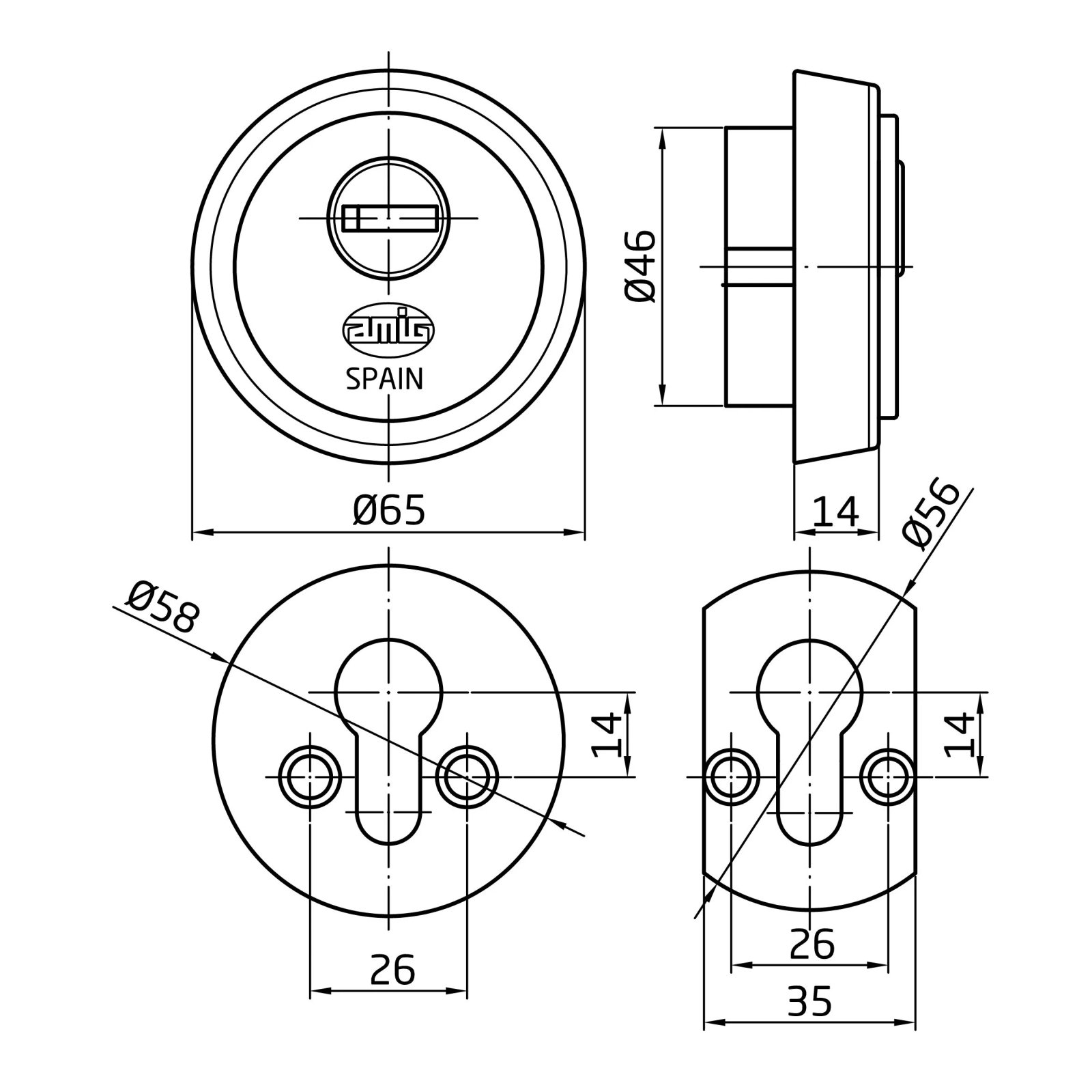 ESCUDO AMIG 31-65 CROMADO MATE 7344 - Imagen 2